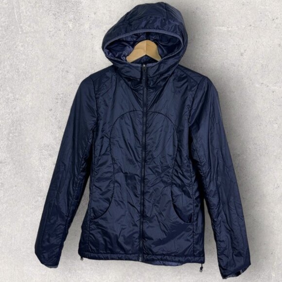 Lululemon Layer Up Jacket Indigo Blue Size 6 Puffer Reversible Lightweight Coat - Picture 4 of 16